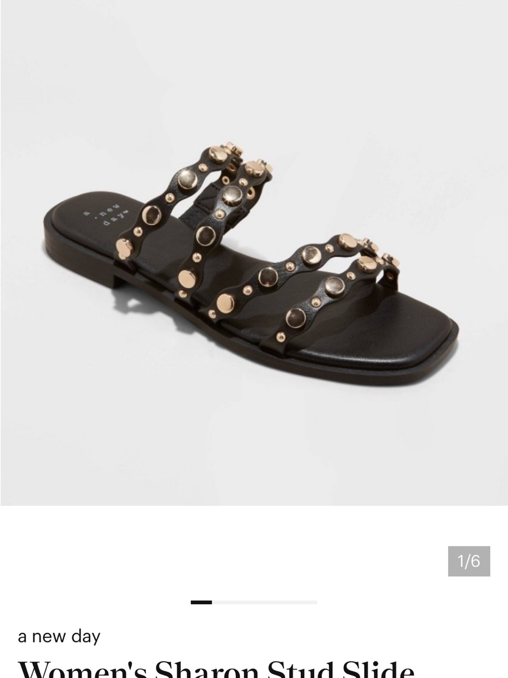 a new day Black Slide Sandal with Gold Stud Accents